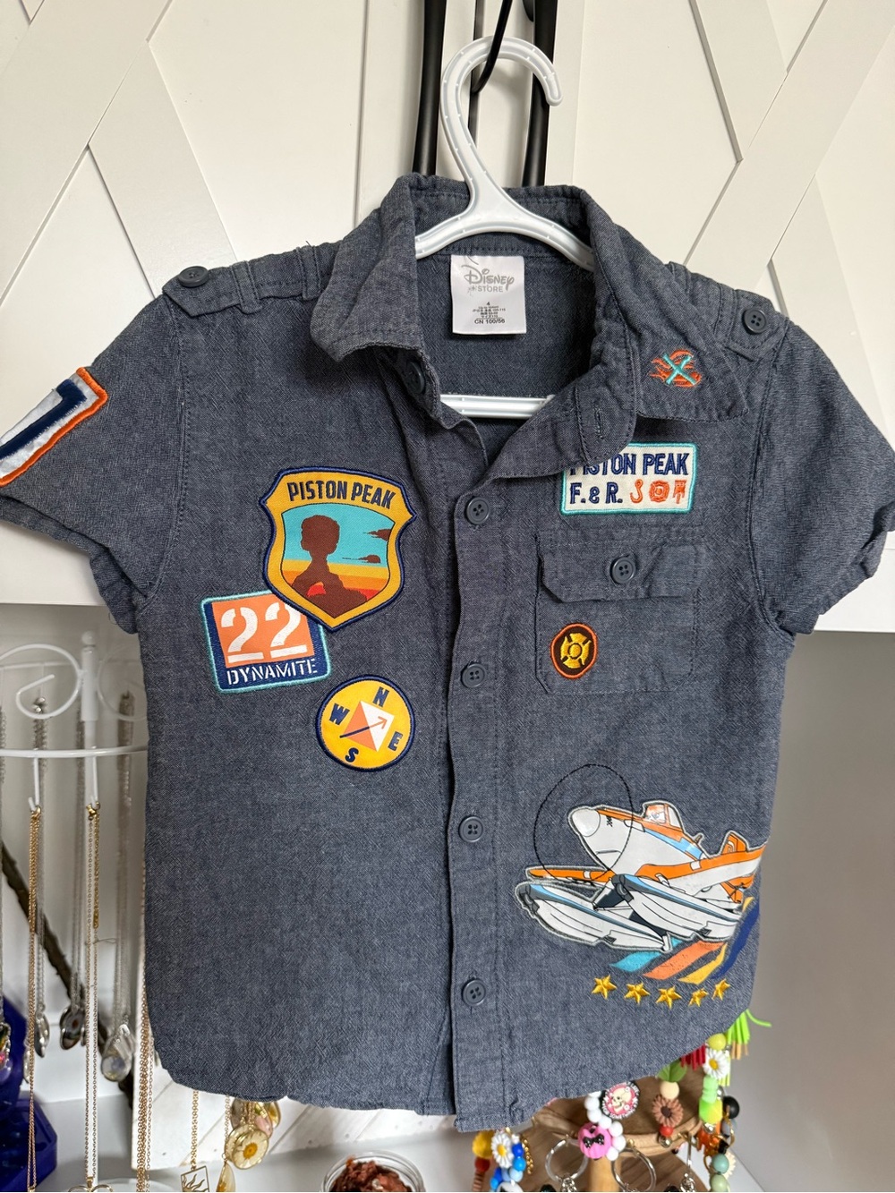 Disney Navy Blue 'Planes' Patch Button-Down Shirt